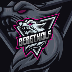 beast wolf vector mascot logo design with modern concept style for badge. angry wolf illustration for sport and e-sport team