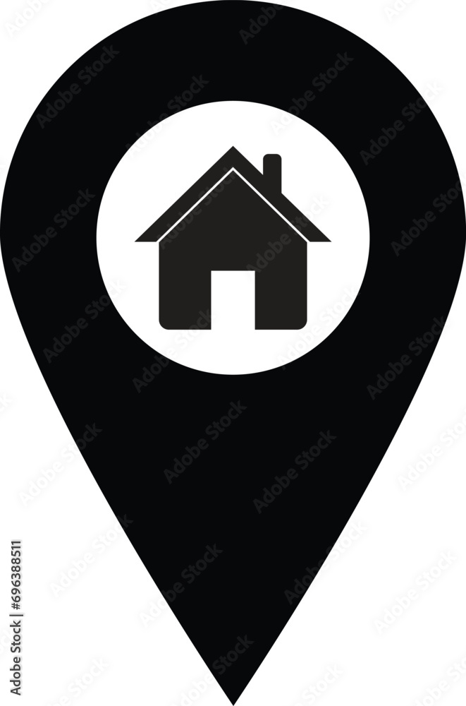 Poster map pointer with house icon . home location map pointer icon vector