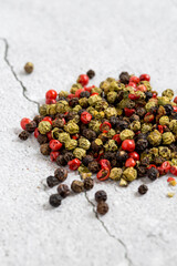 Large pile of allspice peas. Food background.Background made of middle eastern traditional spice . Top view.Textures of colorful spices and condiments.