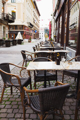 Tourist destination Timisoara Romania - historic downtown and open air terrace cafe Timisoara Romania