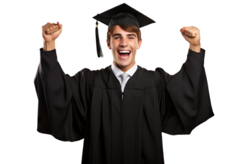 Proud happy graduate celebrating success, cut out
