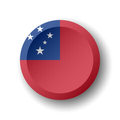 Samoa flag - 3D circle button with dropped shadow. Vector icon.