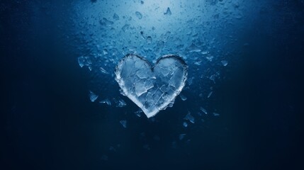 The background of the sea or ocean with a view from above and a cold frozen heart of ice floes.