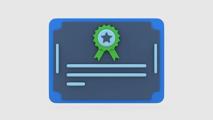 3D animation of blue certificate
