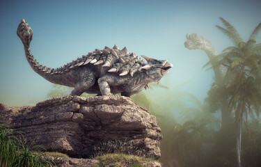 Ankylosaurus  in nature.