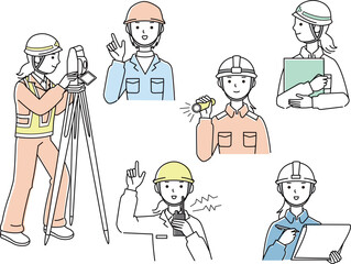 働く工事現場作業員 女性