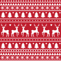 Seamless Scandinavian pattern for Christmas and New Year for winter hat, ugly sweater, jumper, paper or other designs. - obrazy, fototapety, plakaty