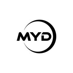 MYD letter logo design with white background in illustrator, cube logo, vector logo, modern alphabet font overlap style. calligraphy designs for logo, Poster, Invitation, etc. - obrazy, fototapety, plakaty