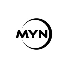 MYN letter logo design with white background in illustrator, cube logo, vector logo, modern alphabet font overlap style. calligraphy designs for logo, Poster, Invitation, etc.