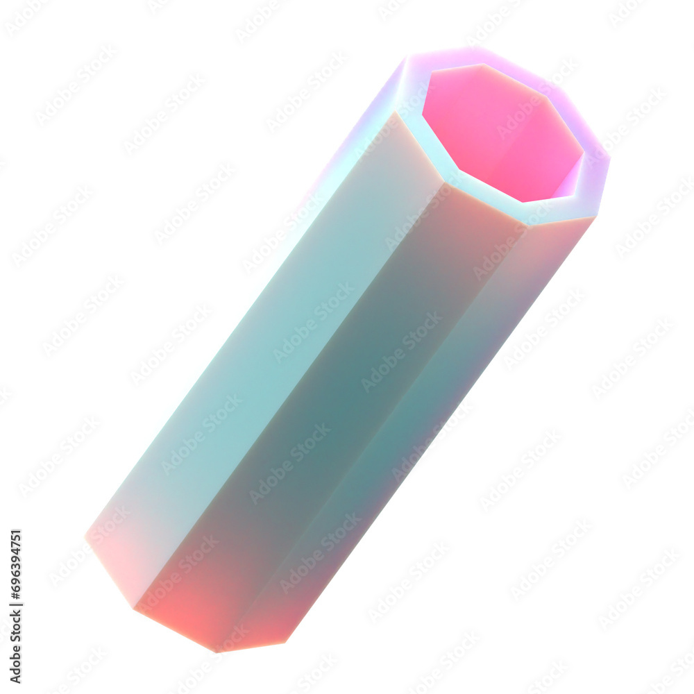 Poster gradient 3d hexagonal cylinder shape, subsurface material 3d rendering