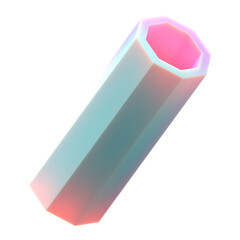 Gradient 3d Hexagonal cylinder shape, subsurface material 3d rendering