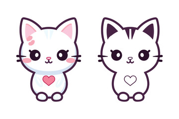 Valentine's Day Kawaii cat icon vector. Cat icon. Valentine's Day. Kawaii cat icon