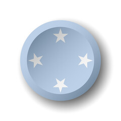 Federated States of Micronesia flag - 3D circle button with dropped shadow. Vector icon.