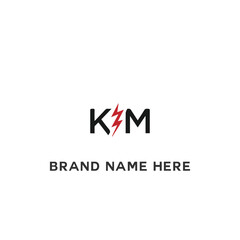 KM logo. K M design. White KM letter. KM, K M letter logo design. Initial letter KM linked circle uppercase monogram logo. K M letter logo vector design.	
