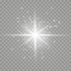 Vector light effect. Starburst isolated on transparent.