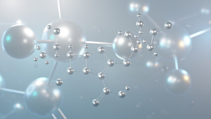 sulopenem molecular structure, 3d model molecule, antibiotic, structural chemical formula view from a microscope