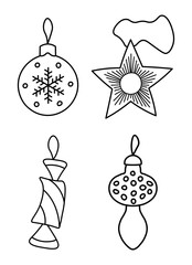Sketch outline of Christmas tree decorations