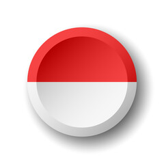 Obraz premium Indonesia flag - 3D circle button with dropped shadow. Vector icon.