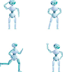 Robot woman icons set cartoon vector. Modern electronic robot. Artificial intelligence