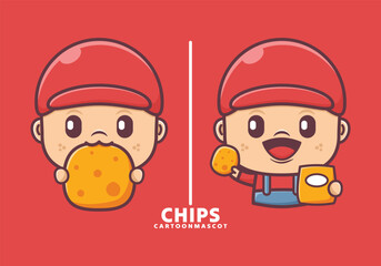 cute cartoon mascot with chips