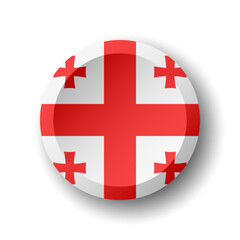 Obraz premium Georgia flag - 3D circle button with dropped shadow. Vector icon.