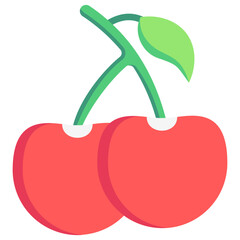 cherries multi color icon, related to spring theme. use for app and web development.
