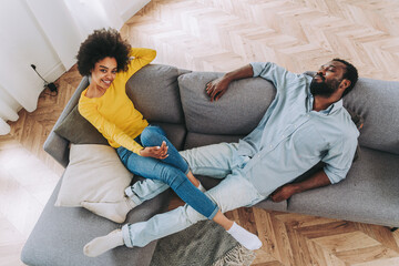 Afro american couple at home