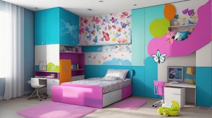 Butterfly Delight in a Colorful Children's Room