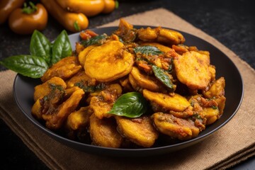 Paneer Tikka Masala or Potato fry recipe served in a bowl