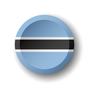 Botswana flag - 3D circle button with dropped shadow. Vector icon.