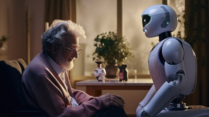 A robot and a human express their love for each other.