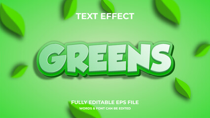 Greens 3D text effect editable modern lettering typography font style