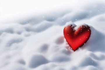 Winter Love Story: The Radiant Red Heart Adorning the Icy Landscape