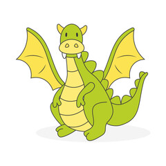 Baby dragon, funny fairytale reptile and medieval legend fire breathing serpent.