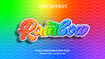 Rainbow 3D text effect editable modern lettering typography font style