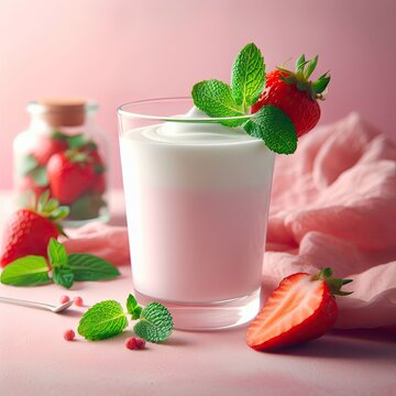 strawberry smoothie with strawberry and mint
