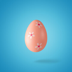 Creative composition made of pink Easter egg. Minimal spring or summer Holiday concept. Fun background.