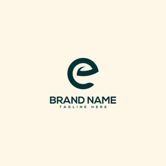 Abstract letter E and leaf logo. Flat vector logo design template element.
