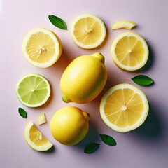 lemon and slices on purple
