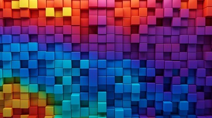 Game scene, colourful bricks, abstract background. Lighting effect. Brick wall texture pattern,