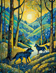 wolves in the forest