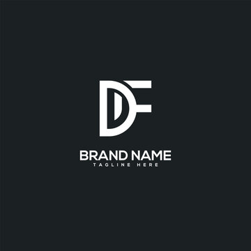 Alphabet initial letter DF FD logo design template - vector.