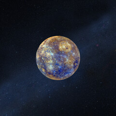 Full super moon with stars  in outer space. Elements of this image furnished by NASA.