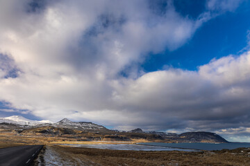 Storm of snow in Iceland road trip