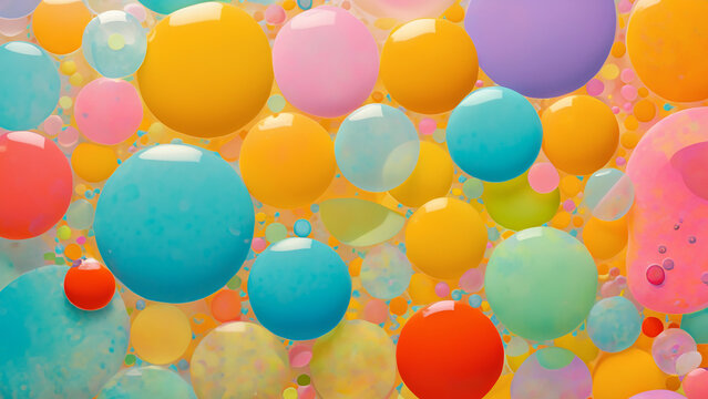 Wallpaper with colorful bubbles on a colorful background.