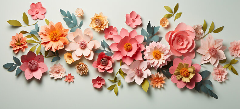 flat lay paper flowers for mother's day