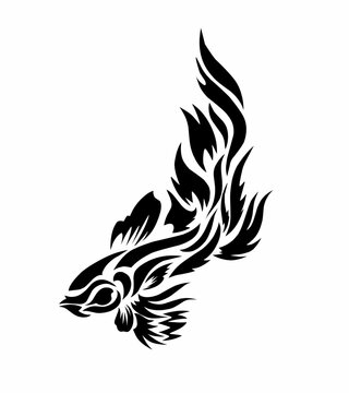 illustration vector graphic of tribal art design black betta fish for tattoos