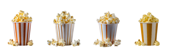 Set of Image of beautiful popcorn cup, illustrations, isolated over on transparent background(2)