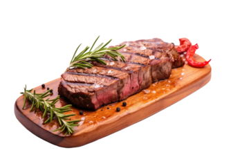 roasted beef steak with vegetables isolated on white or transparent png