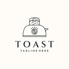 toast line art logo vector minimalist illustration design, breakfast bread logo design